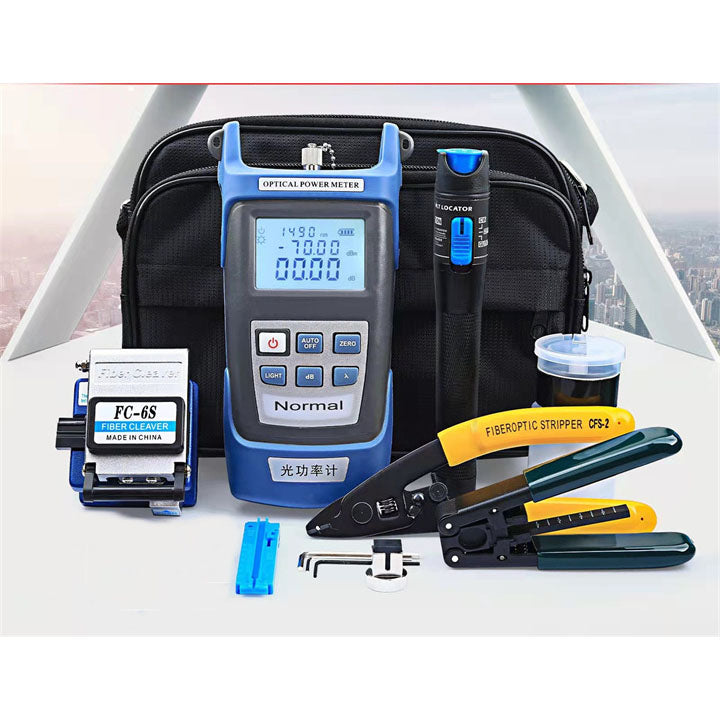FTTH Fiber Cold Connection Tool, 15-delige Fiber Optic Termination Tool Kit met Fiber Cleaver, Optical Power Meter, Visual Fault Locator & Wire Stripper, FTTH Tool Kit voor Fiber Optical Cable FTTH Fiber Cold Connection Tool, 15-delige Fiber Optic Termination Tool Kit met Fiber Cleaver, Optical Power Meter, Visual Fault Locator & Wire Stripper, FTTH Tool Kit voor Fiber Optical Cable